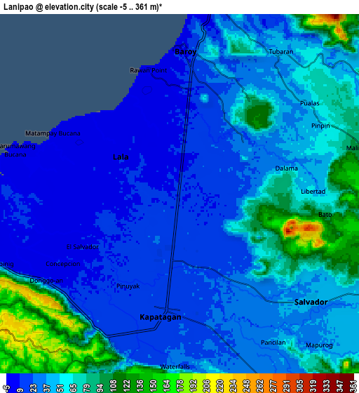 Zoom OUT 2x Lanipao, Philippines elevation map