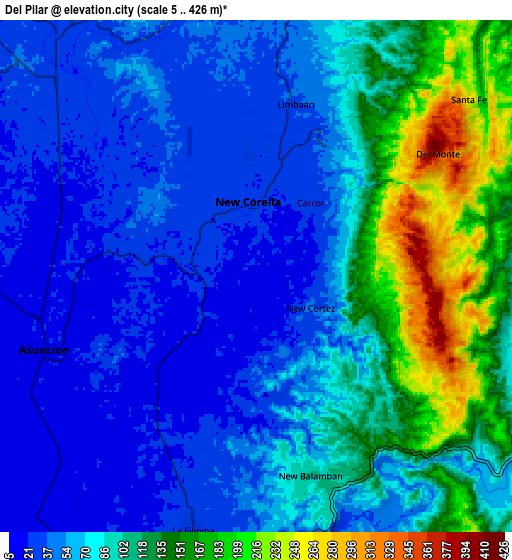 Zoom OUT 2x Del Pilar, Philippines elevation map