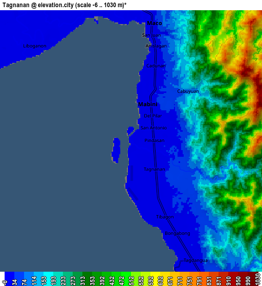 Zoom OUT 2x Tagnanan, Philippines elevation map