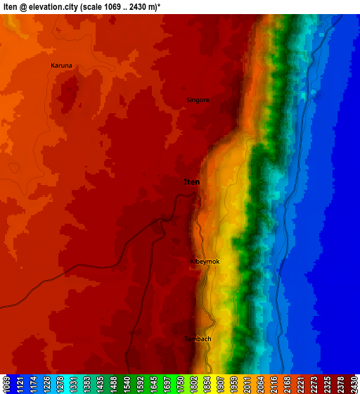Zoom OUT 2x Iten, Kenya elevation map