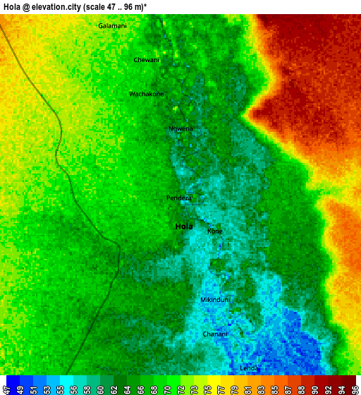 Zoom OUT 2x Hola, Kenya elevation map
