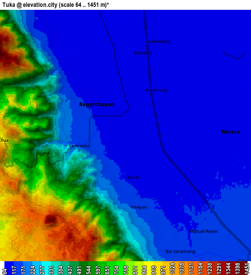 Zoom OUT 2x Tuka, Philippines elevation map