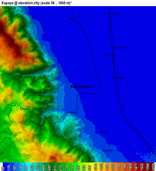 Zoom OUT 2x Kapaya, Philippines elevation map