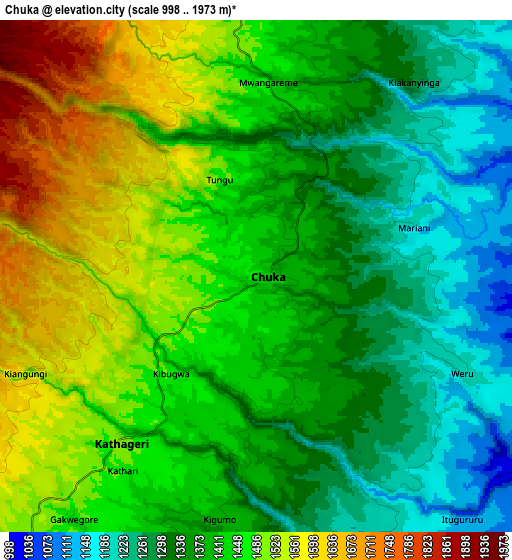 Zoom OUT 2x Chuka, Kenya elevation map