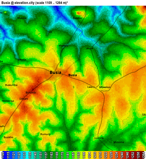 Zoom OUT 2x Busia, Kenya elevation map