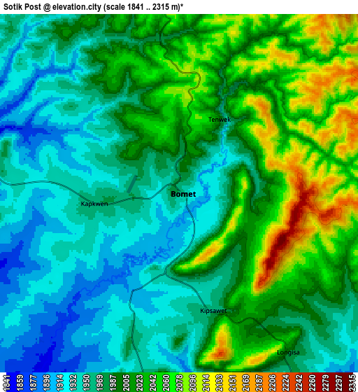 Zoom OUT 2x Sotik Post, Kenya elevation map