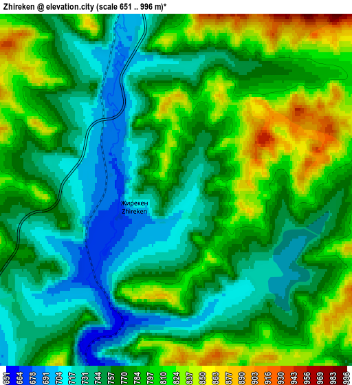 Zoom OUT 2x Zhireken, Russia elevation map