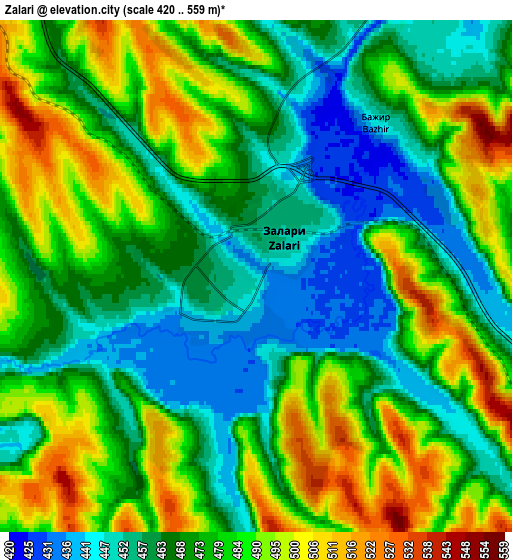 Zoom OUT 2x Zalari, Russia elevation map