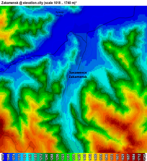 Zoom OUT 2x Zakamensk, Russia elevation map