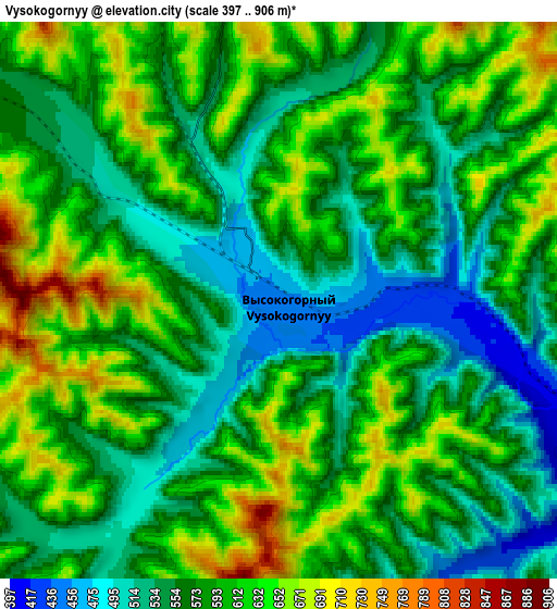 Zoom OUT 2x Vysokogornyy, Russia elevation map
