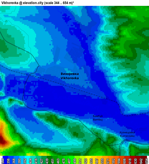 Zoom OUT 2x Vikhorevka, Russia elevation map