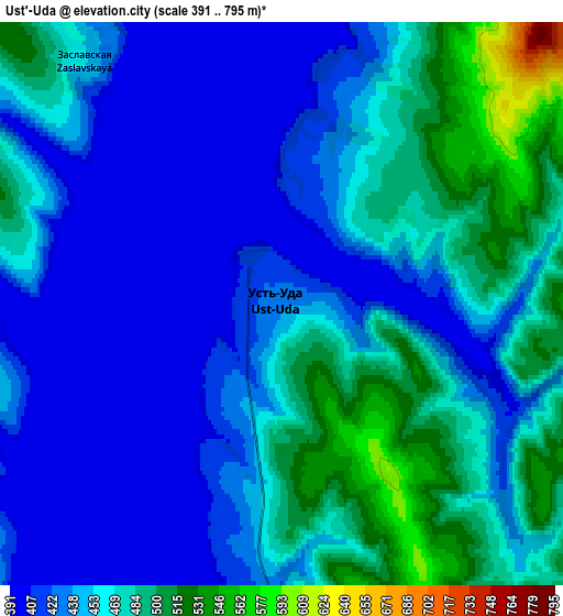 Zoom OUT 2x Ust’-Uda, Russia elevation map