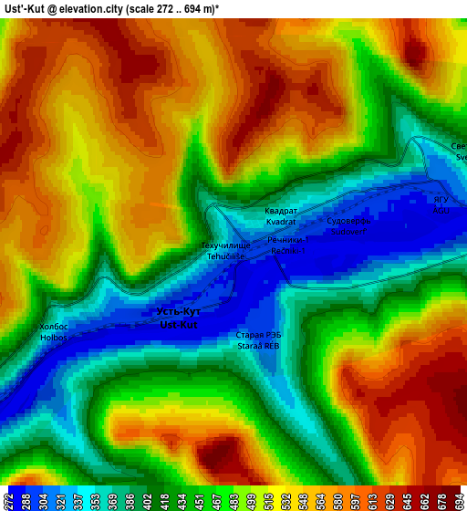 Zoom OUT 2x Ust’-Kut, Russia elevation map