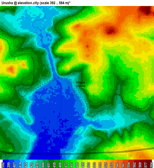 Zoom OUT 2x Urusha, Russia elevation map