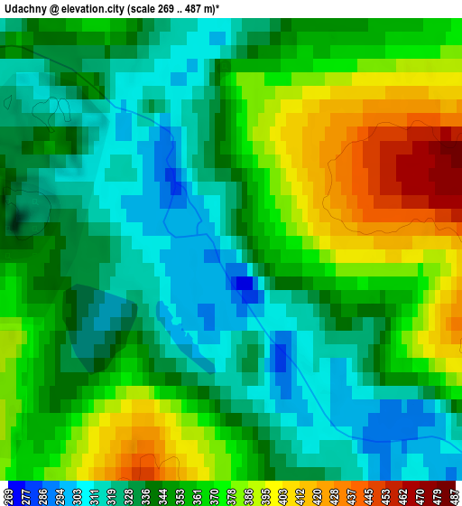 Zoom OUT 2x Udachny, Russia elevation map