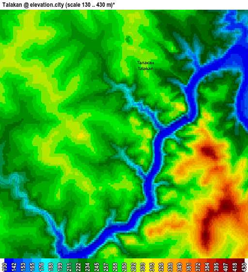 Zoom OUT 2x Talakan, Russia elevation map