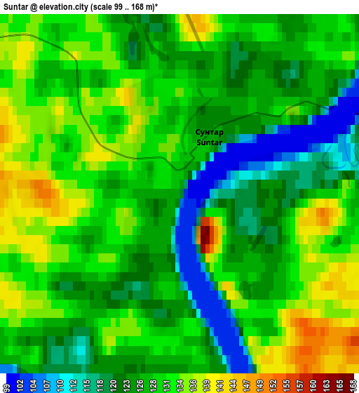 Zoom OUT 2x Suntar, Russia elevation map