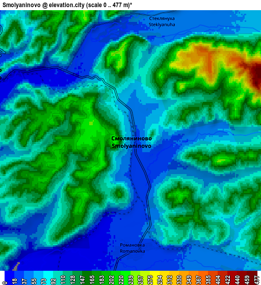 Zoom OUT 2x Smolyaninovo, Russia elevation map