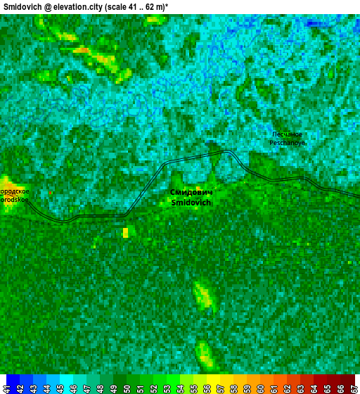 Zoom OUT 2x Smidovich, Russia elevation map