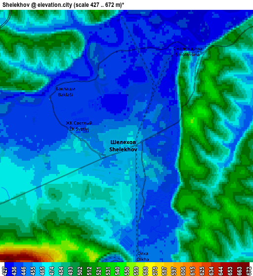 Zoom OUT 2x Shelekhov, Russia elevation map