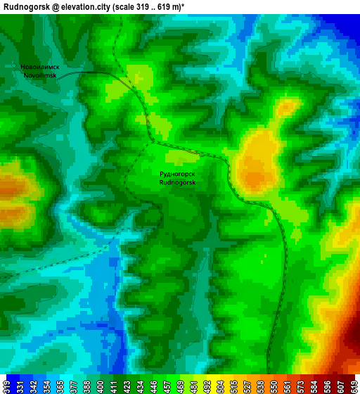 Zoom OUT 2x Rudnogorsk, Russia elevation map