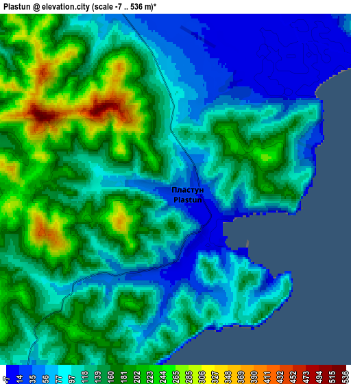 Zoom OUT 2x Plastun, Russia elevation map