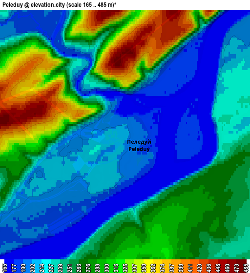 Zoom OUT 2x Peleduy, Russia elevation map