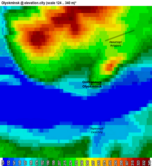 Zoom OUT 2x Olyokminsk, Russia elevation map