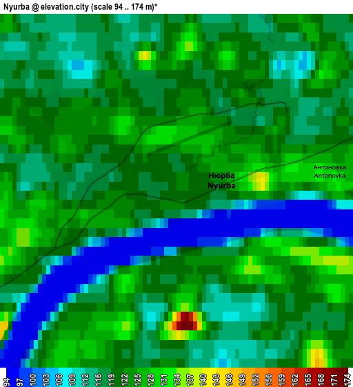 Zoom OUT 2x Nyurba, Russia elevation map