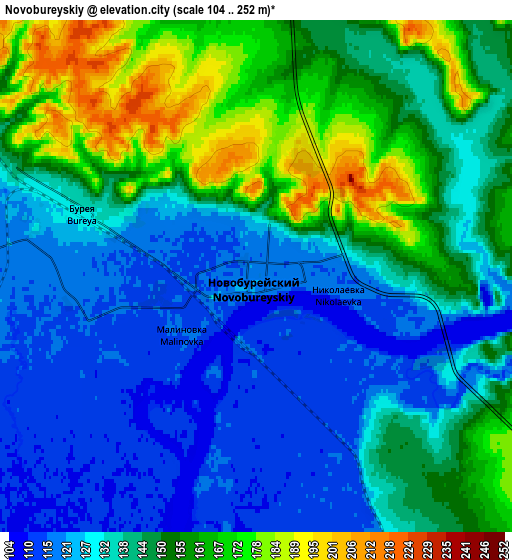 Zoom OUT 2x Novobureyskiy, Russia elevation map