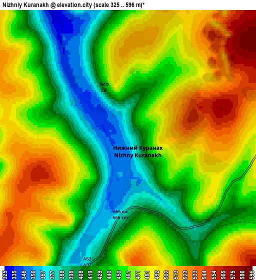 Zoom OUT 2x Nizhniy Kuranakh, Russia elevation map