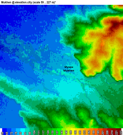 Zoom OUT 2x Mukhen, Russia elevation map