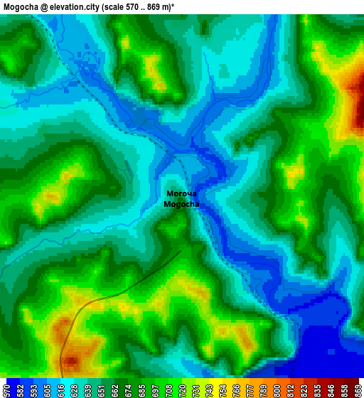 Zoom OUT 2x Mogocha, Russia elevation map