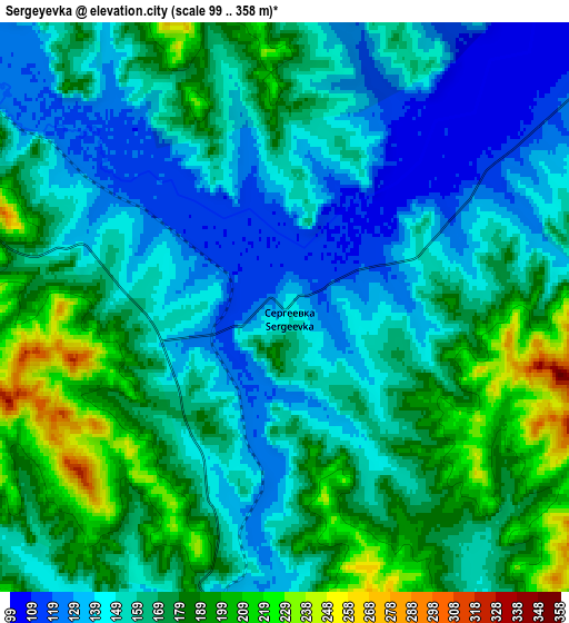 Zoom OUT 2x Sergeyevka, Russia elevation map