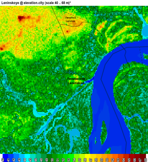 Zoom OUT 2x Leninskoye, Russia elevation map