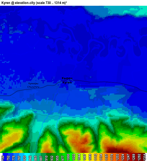 Zoom OUT 2x Kyren, Russia elevation map