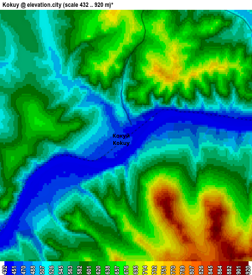 Zoom OUT 2x Kokuy, Russia elevation map