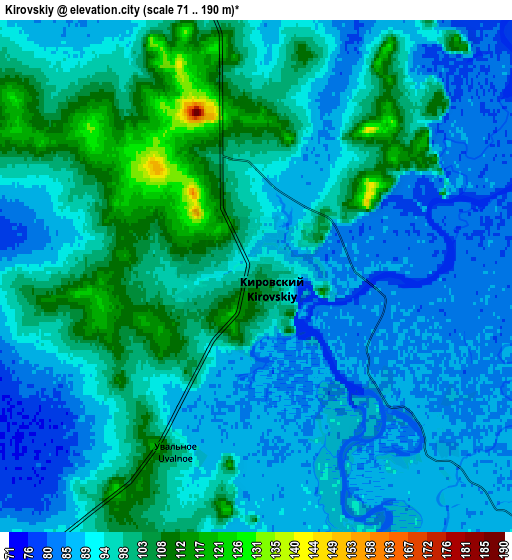 Zoom OUT 2x Kirovskiy, Russia elevation map