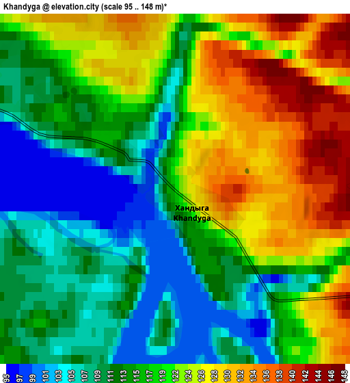 Zoom OUT 2x Khandyga, Russia elevation map