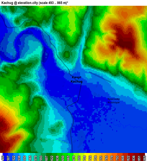 Zoom OUT 2x Kachug, Russia elevation map