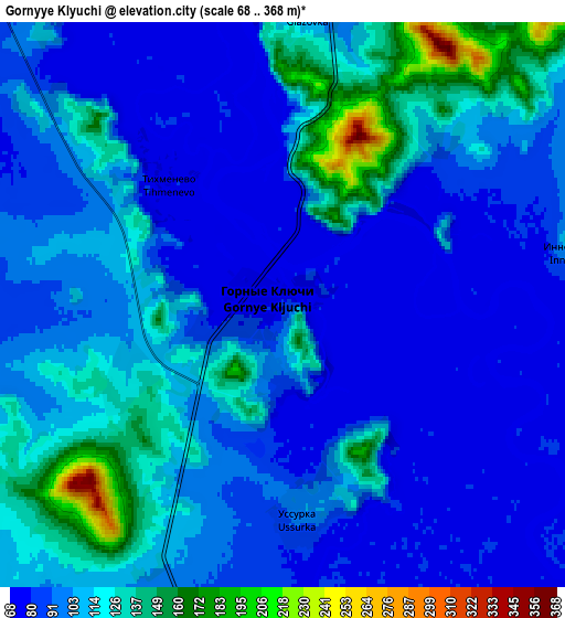 Zoom OUT 2x Gornyye Klyuchi, Russia elevation map