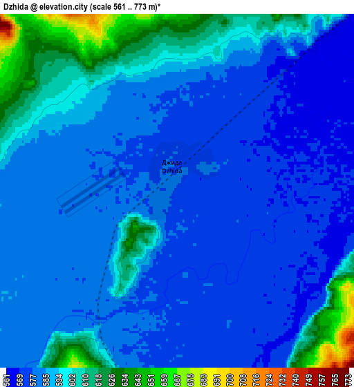 Zoom OUT 2x Dzhida, Russia elevation map