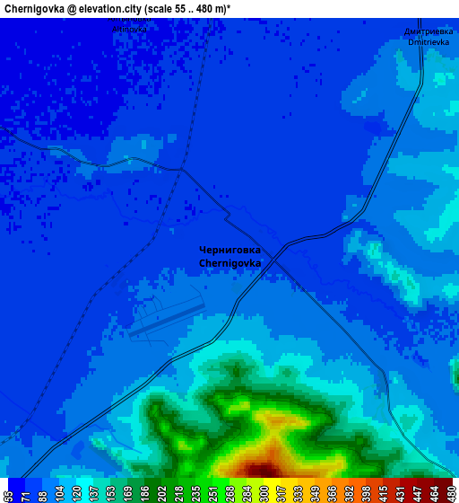 Zoom OUT 2x Chernigovka, Russia elevation map