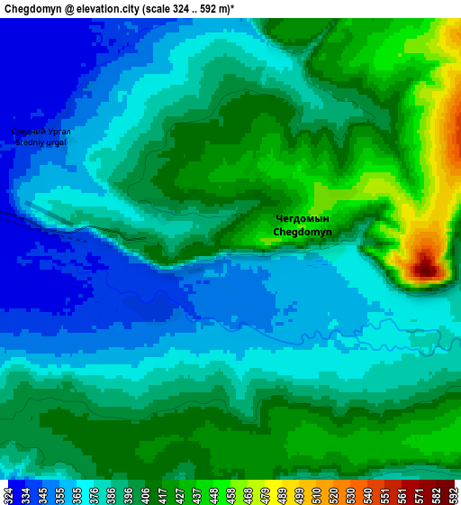 Zoom OUT 2x Chegdomyn, Russia elevation map