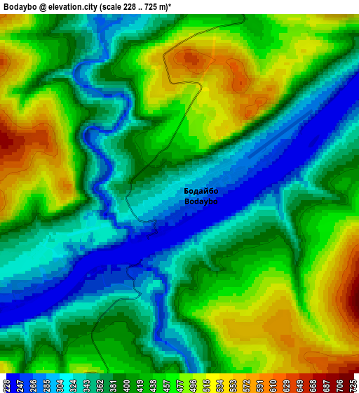 Zoom OUT 2x Bodaybo, Russia elevation map