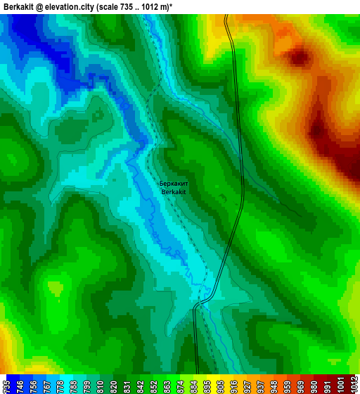 Zoom OUT 2x Berkakit, Russia elevation map