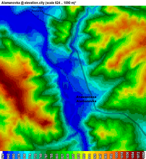 Zoom OUT 2x Atamanovka, Russia elevation map