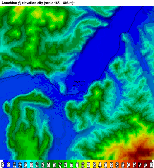 Zoom OUT 2x Anuchino, Russia elevation map