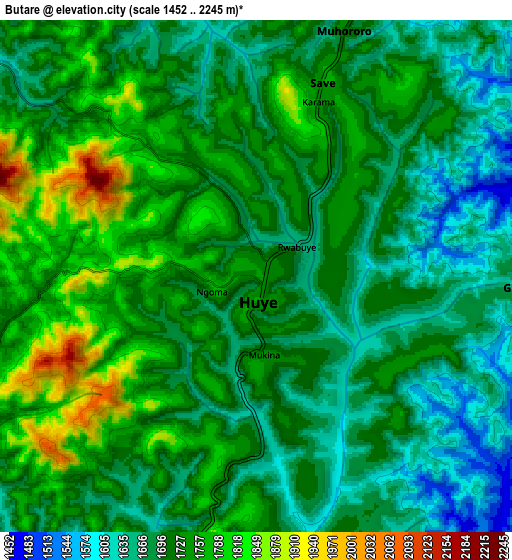 Zoom OUT 2x Butare, Rwanda elevation map