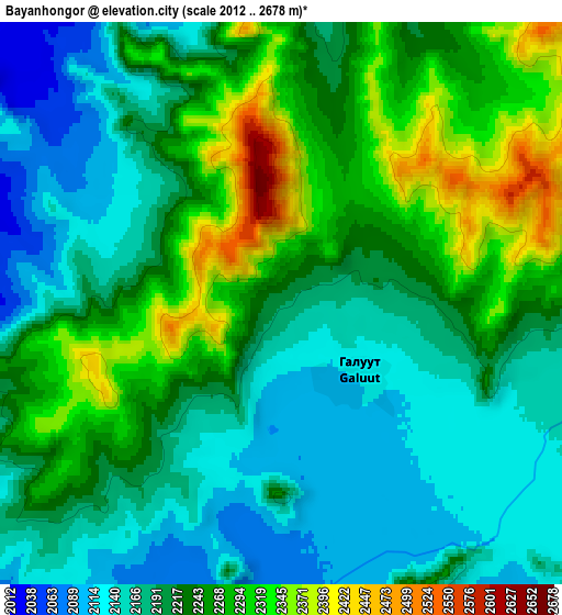 Zoom OUT 2x Bayanhongor, Mongolia elevation map